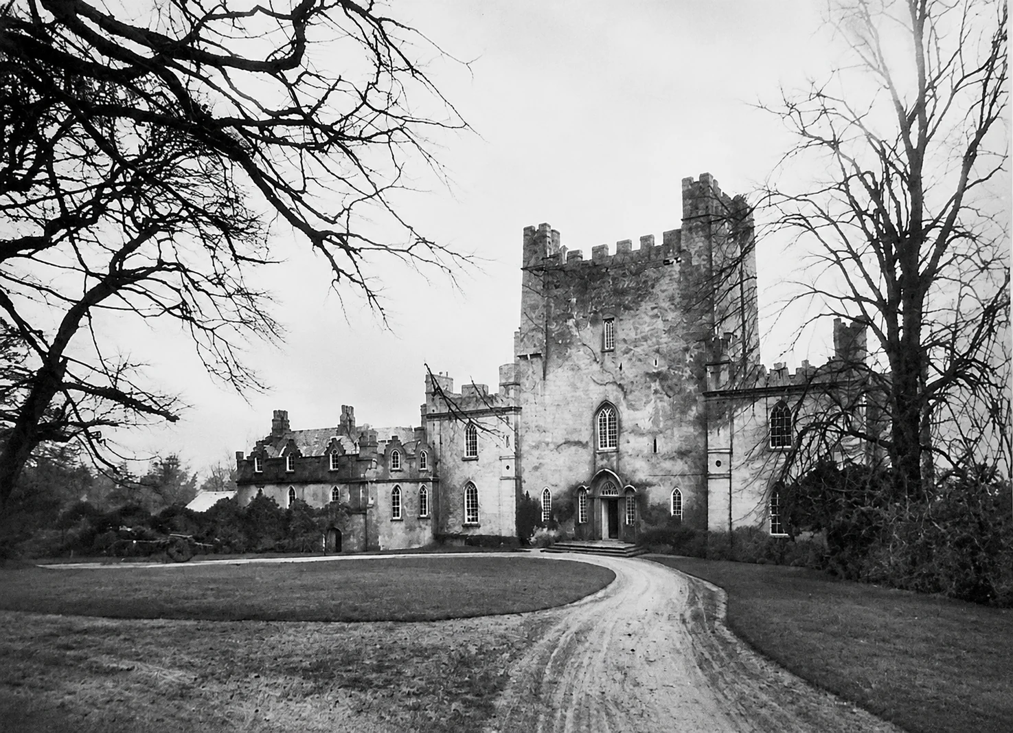 Historic western view of Leap Castle in 1919