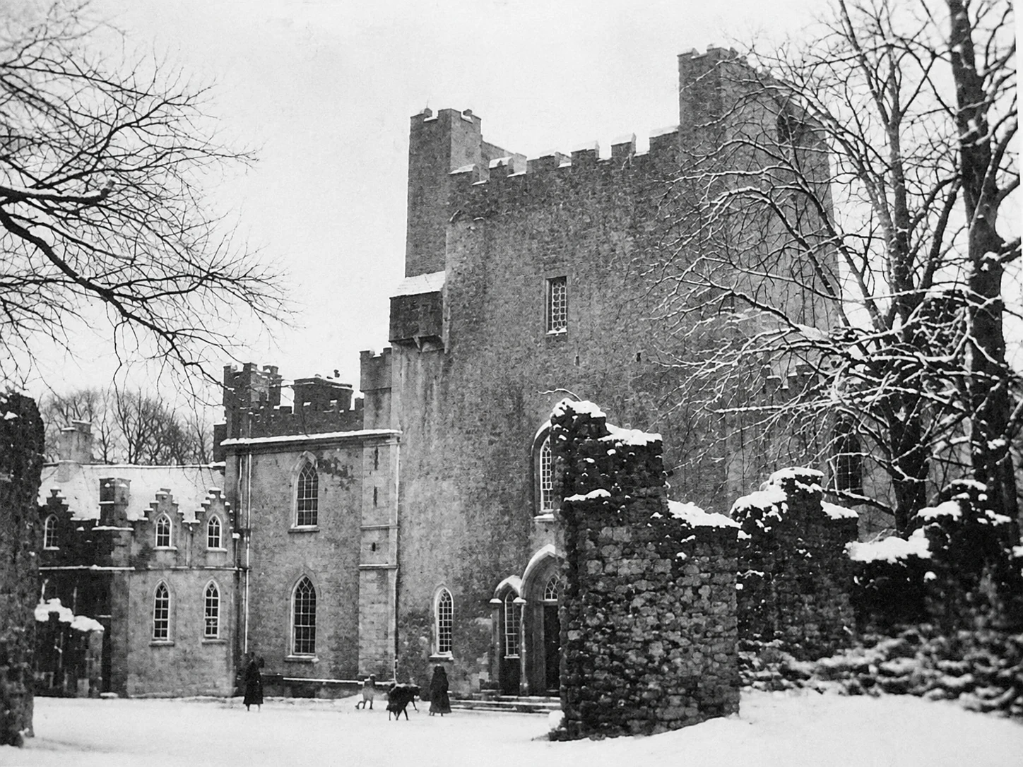 Historic winter view of the western side of Leap Castle